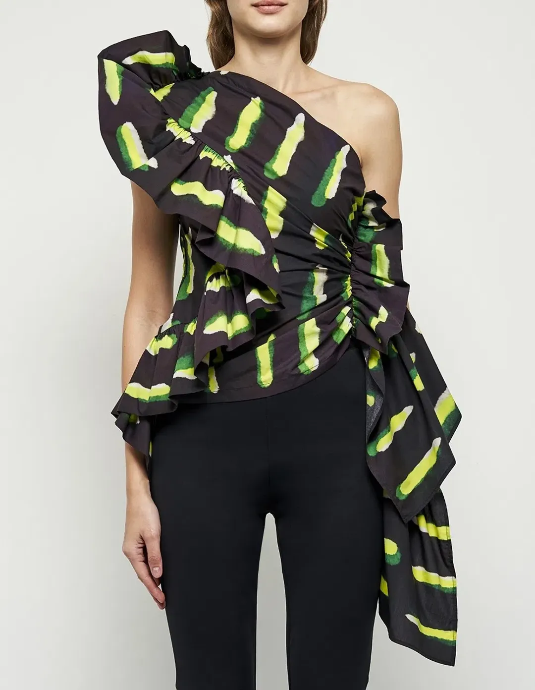 Dries Van Noten Voluminous One Shoulder Top Print Size 10 for rent on The Volte - main image