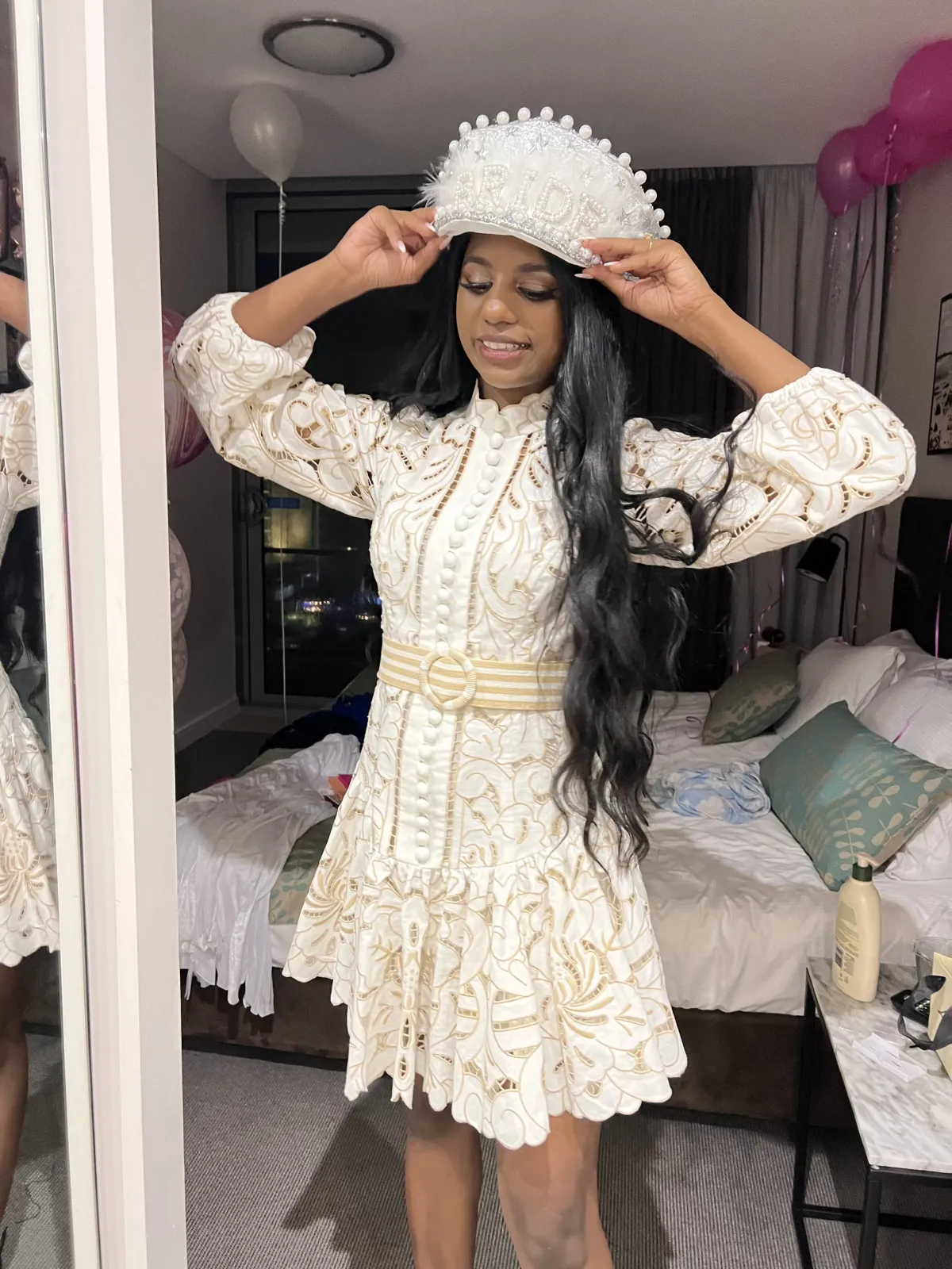 Zimmermann Edie Floral Belted Mini Dress Ivory Size 0P / AU 6 - Image 5