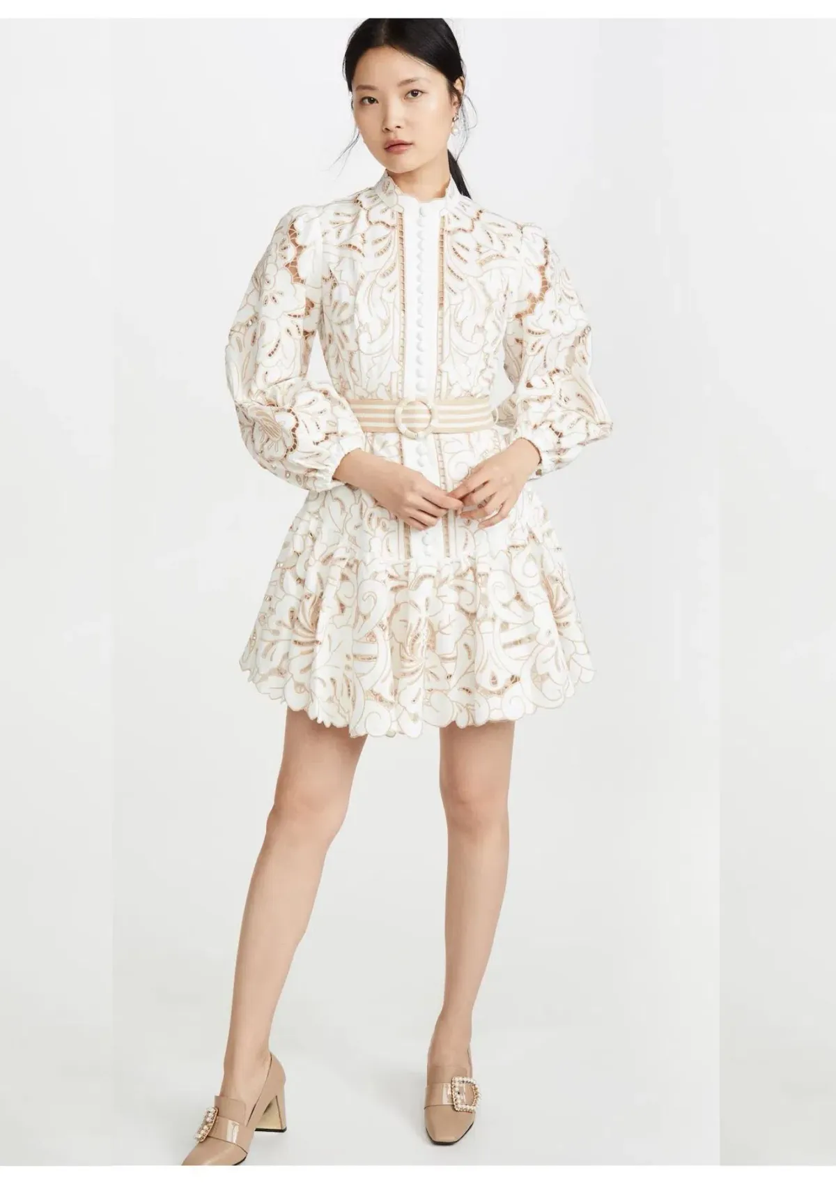 Zimmermann Edie Floral Belted Mini Dress Ivory Size 0P / AU 6 - Image 1