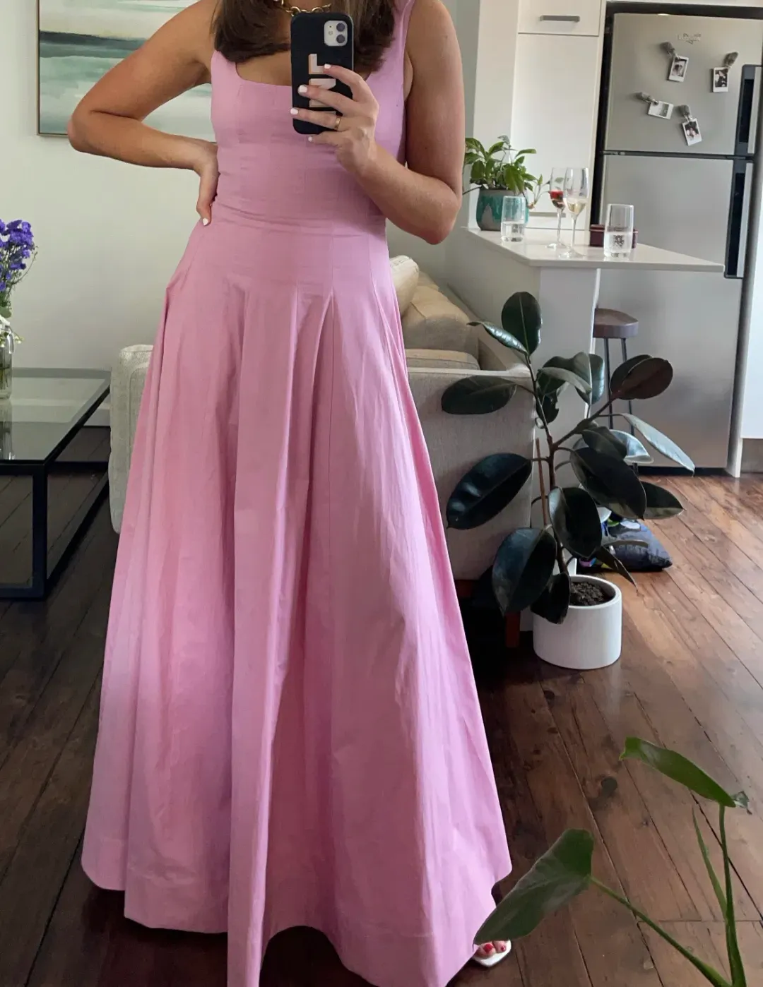 STAUD Wells Maxi Dress Pink Size 8 for rent on The Volte - main image
