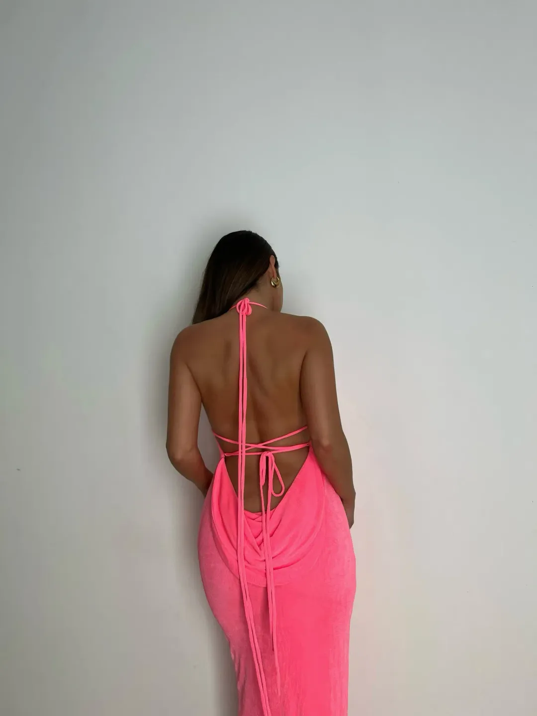 Mélani the Label Ciana Midi Dress Hot Pink Size XXS for rent on The Volte - main image