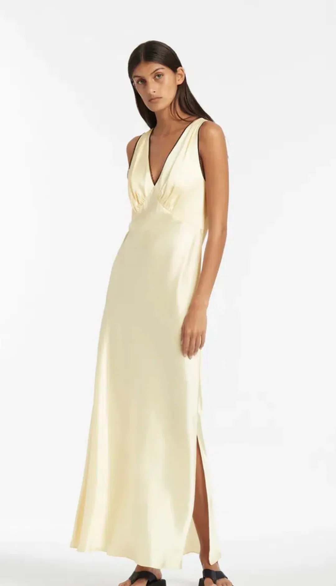 Sir the Label Willa V Neck Midi Dress Yellow Size 2 / AU 10 for rent on The Volte - main image