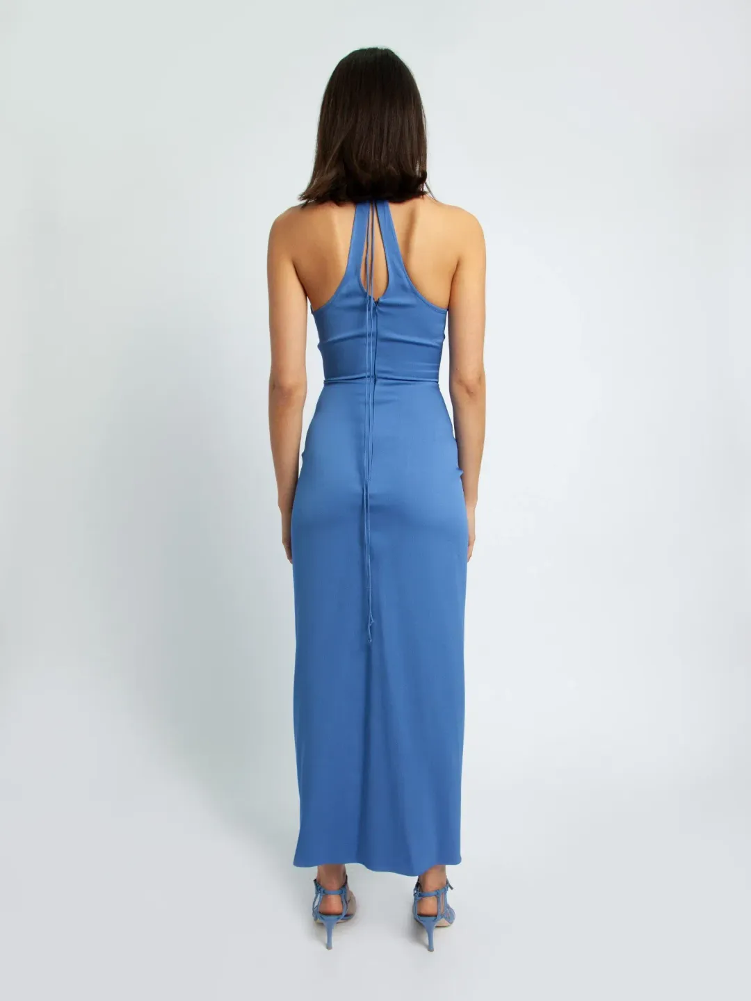 Christopher Esber Lattice Waist Tie Dress Blue Size 10 for rent on The Volte - main image