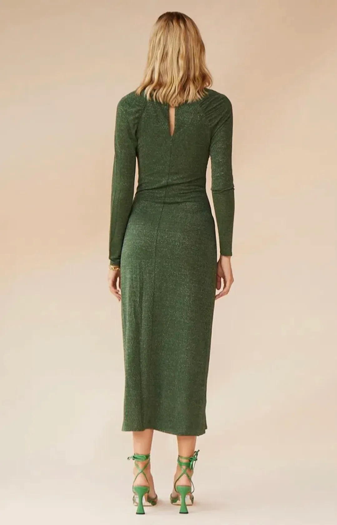 Suboo Asha Long Sleeve Keyhole Midi Dress Green Size 8 for rent on The Volte - main image
