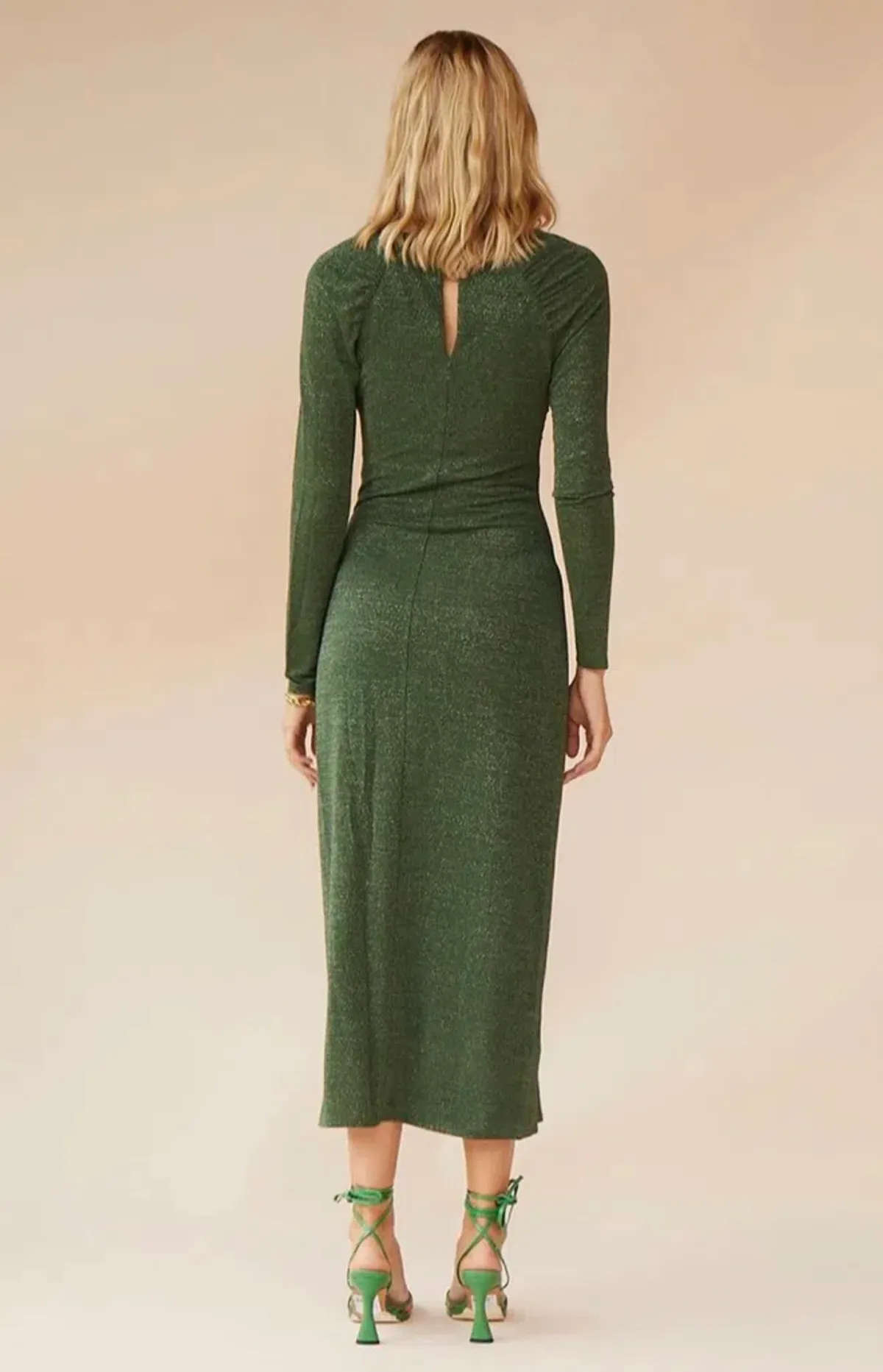 Suboo Asha Long Sleeve Keyhole Midi Dress Green Size 8 - Image 3