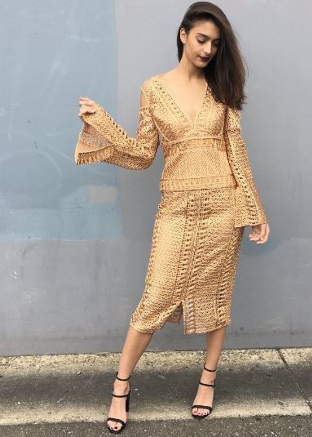 Thurley Sonnet Dress - Gold Size 10 for rent on The Volte - main image