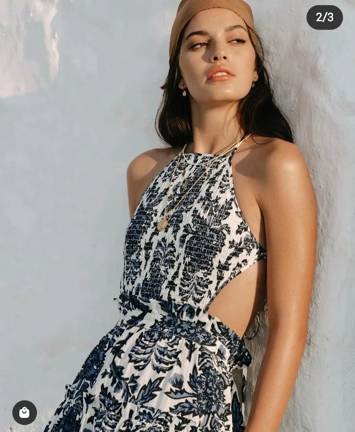 Shona Joy Diana Shirred Backless Midi Dress Print Size 6 - Image 6