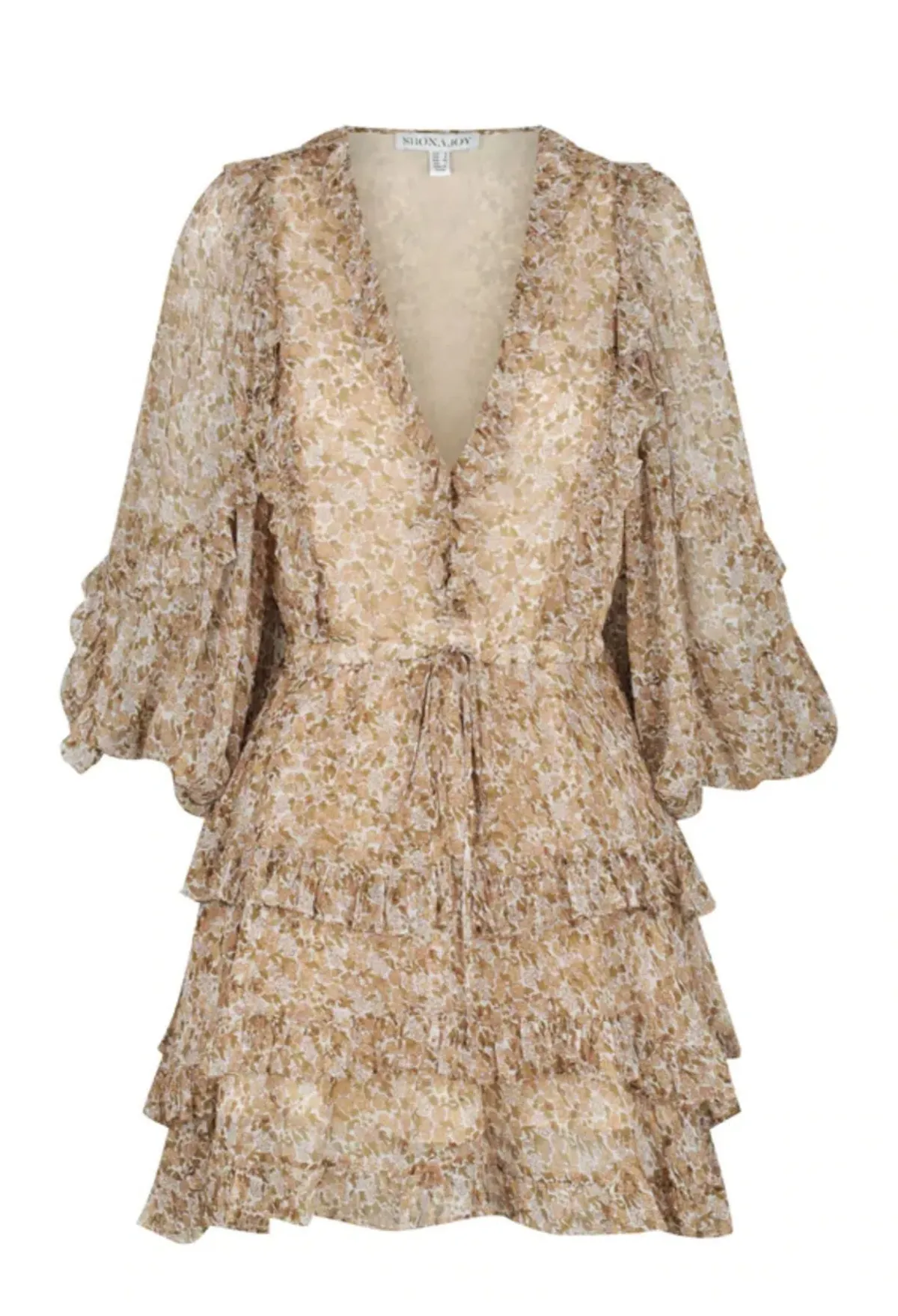 Shona Joy Ambar Balloon Sleeve Frill Mini Dress Print Size 12 - Image 4