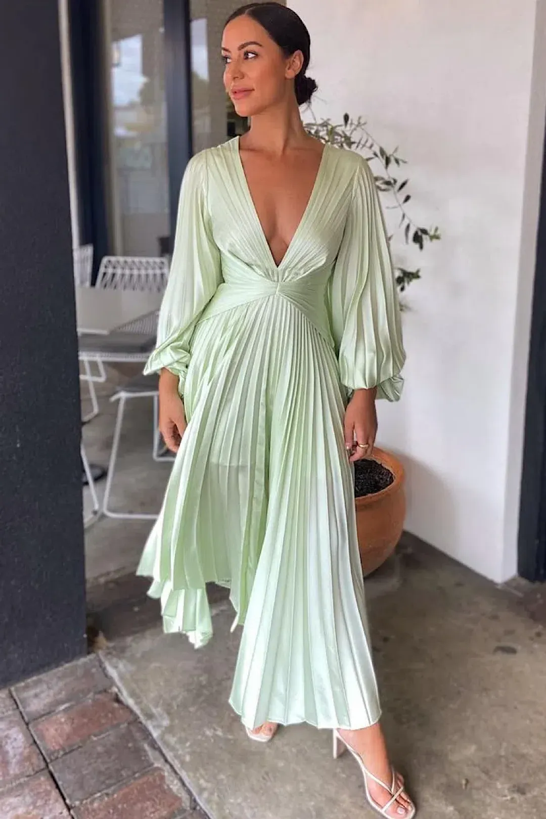 Acler Palms Dress in Iced Mint Green Size S for rent on The Volte - main image