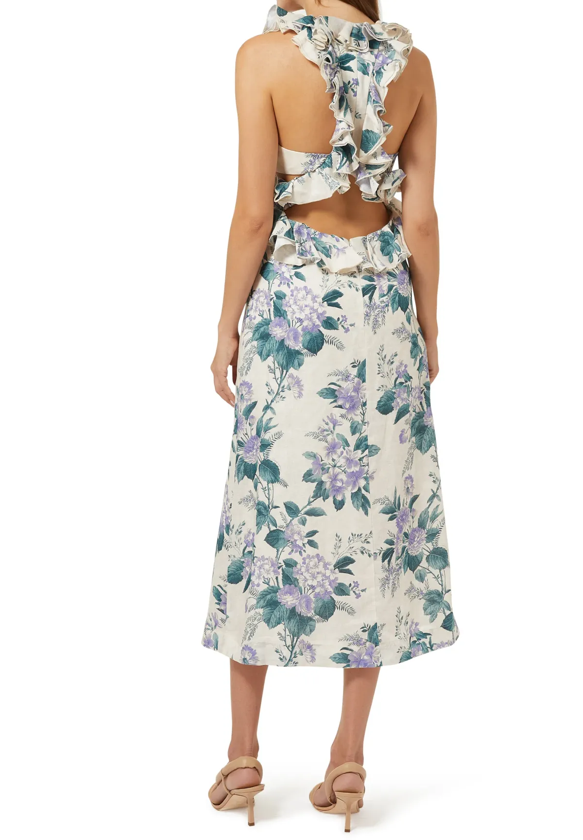 Zimmermann Cassia Ruffle Midi Dress Print Size 3 - Image 2