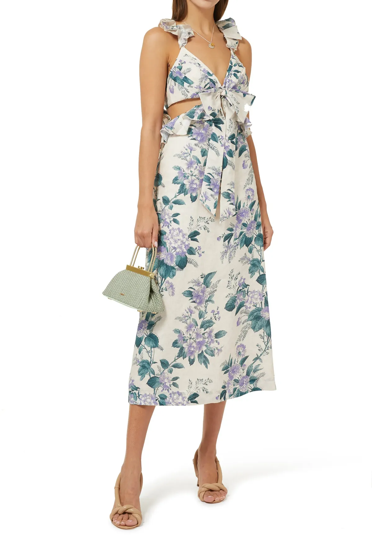Zimmermann Cassia Ruffle Midi Dress Print Size 3 - Image 3