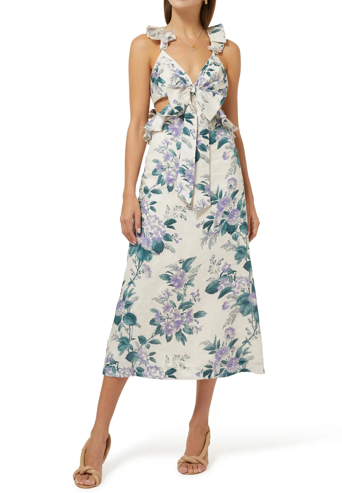 Zimmermann Cassia Ruffle Midi Dress Print Size 3 - Image 1