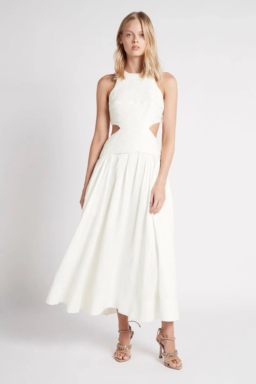 Aje Introspect Cut Out Midi Dress White Size 10 for rent on The Volte - main image