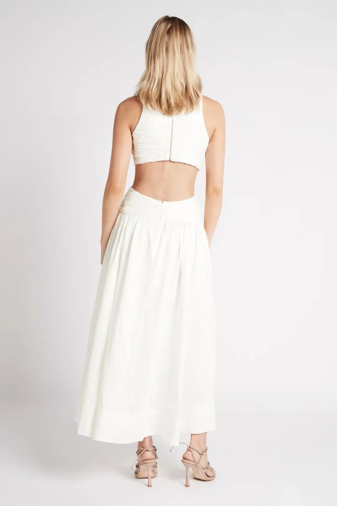 Aje Introspect Cut Out Midi Dress White Size 10 for rent on The Volte - main image