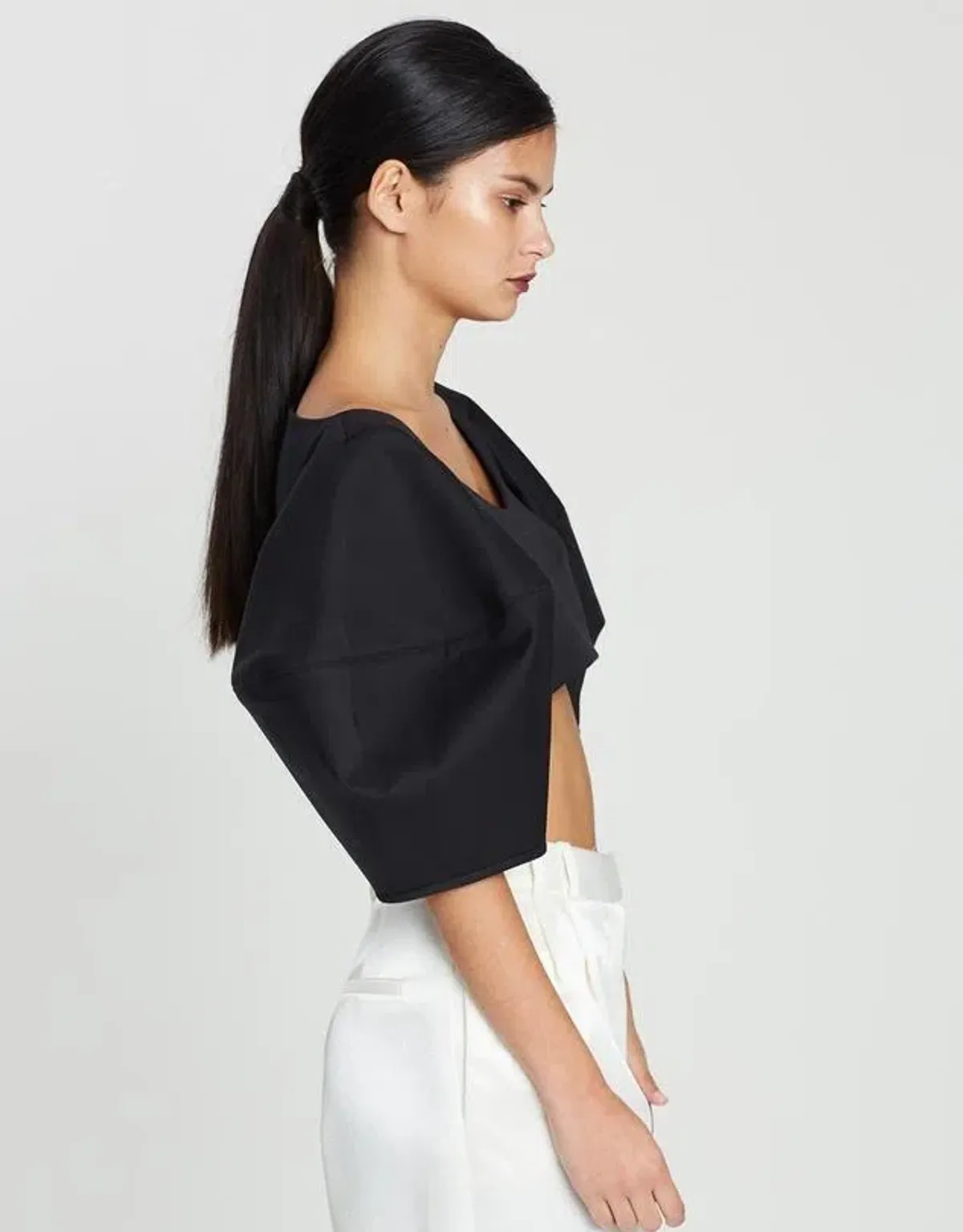 Ellery Neatly Labeled Bubble Crop Top Black Size 8 - Image 4