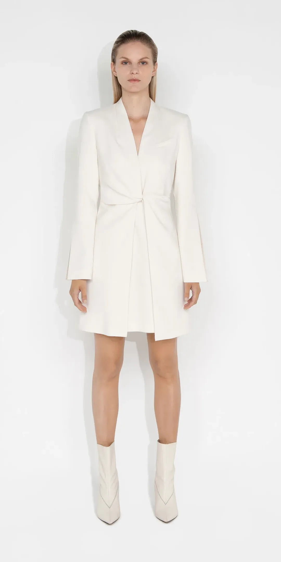 Cue Ivory Twist Front Dress in Ecru Cream Size 10 for rent on The Volte - main image