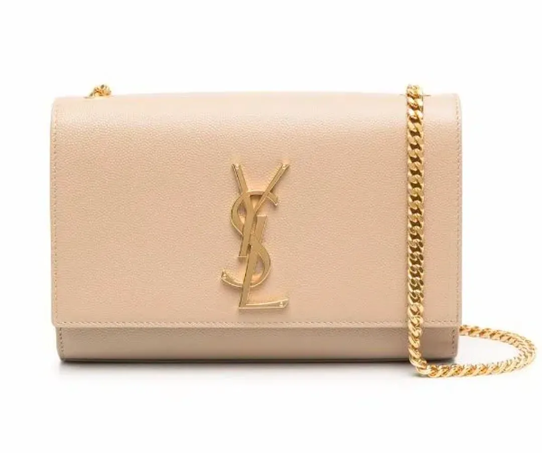 Saint Laurent Kate Textured Leather Bag With Gold Hardware Strap Beige for rent on The Volte - main image