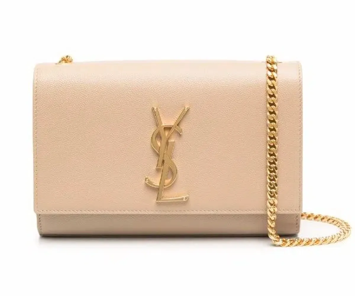Saint Laurent Kate Textured Leather Bag With Gold Hardware Strap Beige - Image 2