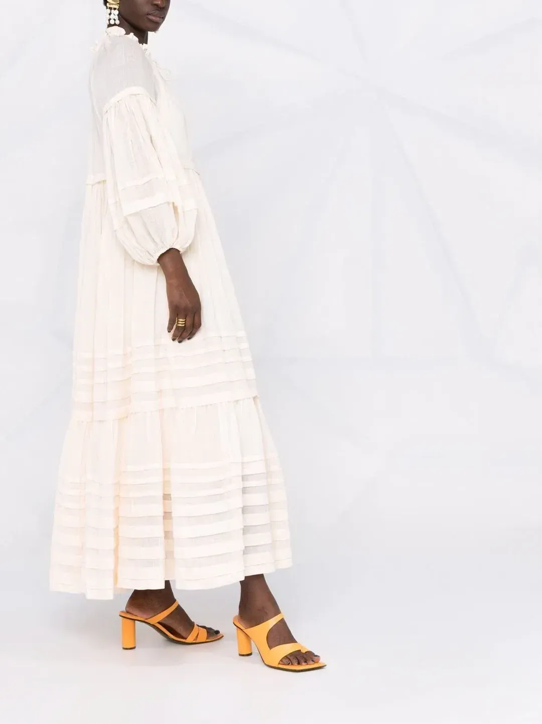 Zimmermann Moonshine Tuck Midi Dress Cream Size 1 / AU 10 for rent on The Volte - main image