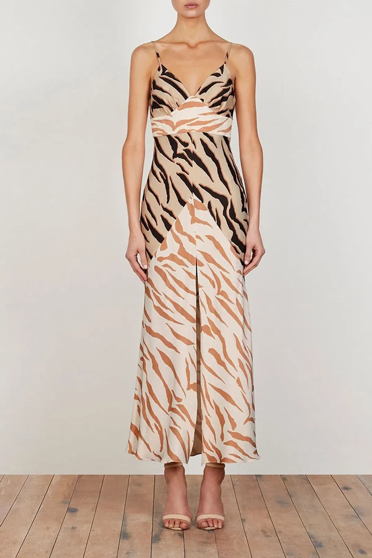 Shona Joy Olson Contrast Bias Slip Midi Dress Print Size 12 - Image 1