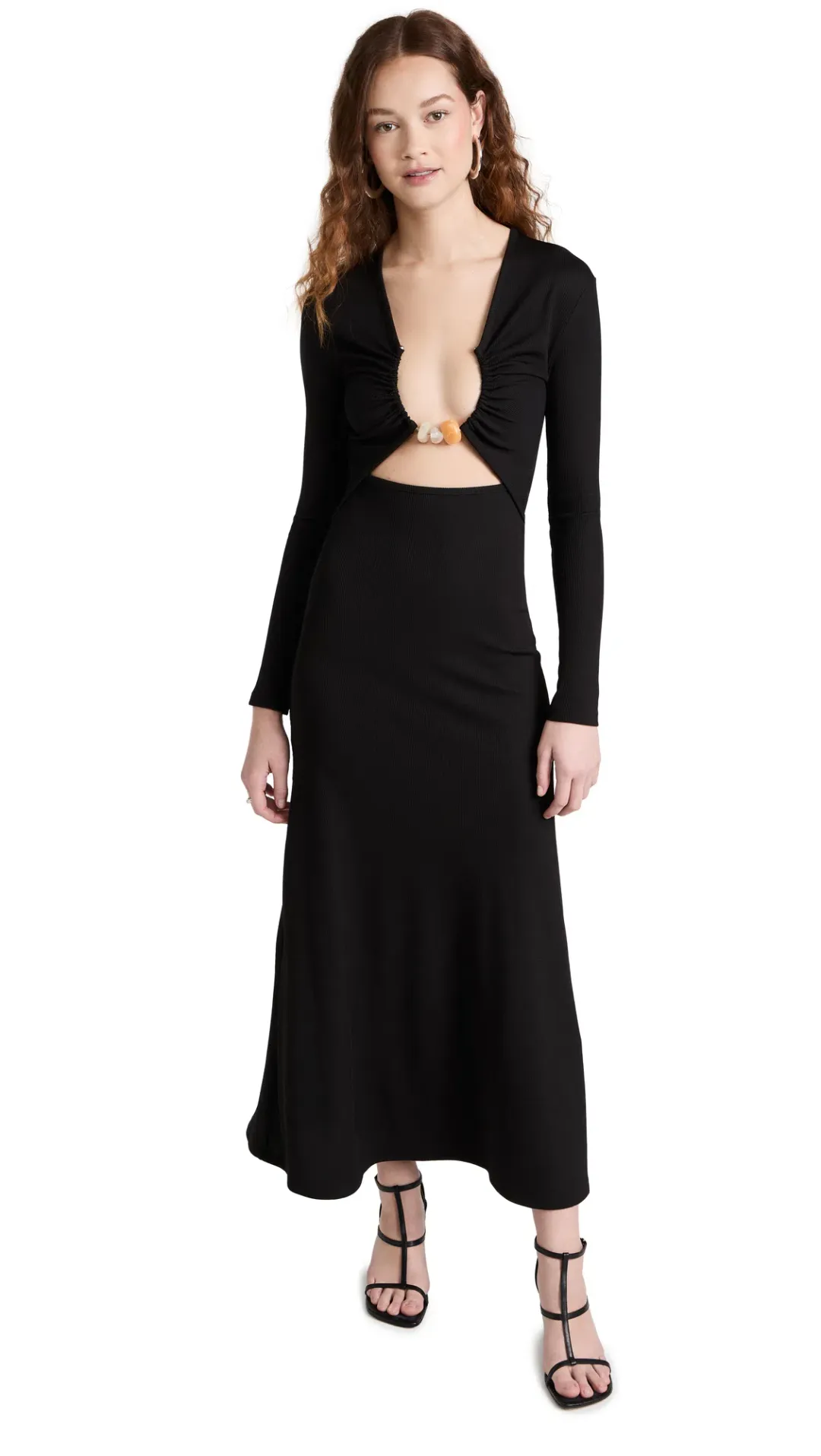Christopher Esber Split Quarts Ruched Long Sleeve Dress Black Size 8 for rent on The Volte - main image