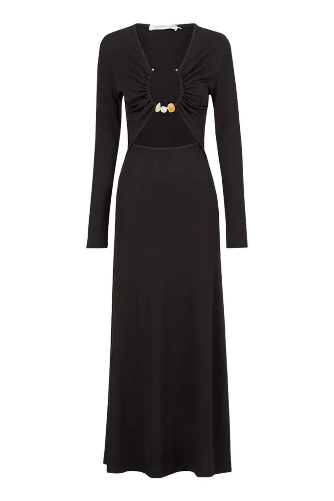 Christopher Esber Split Quarts Ruched Long Sleeve Dress Black Size 8 for rent on The Volte - main image
