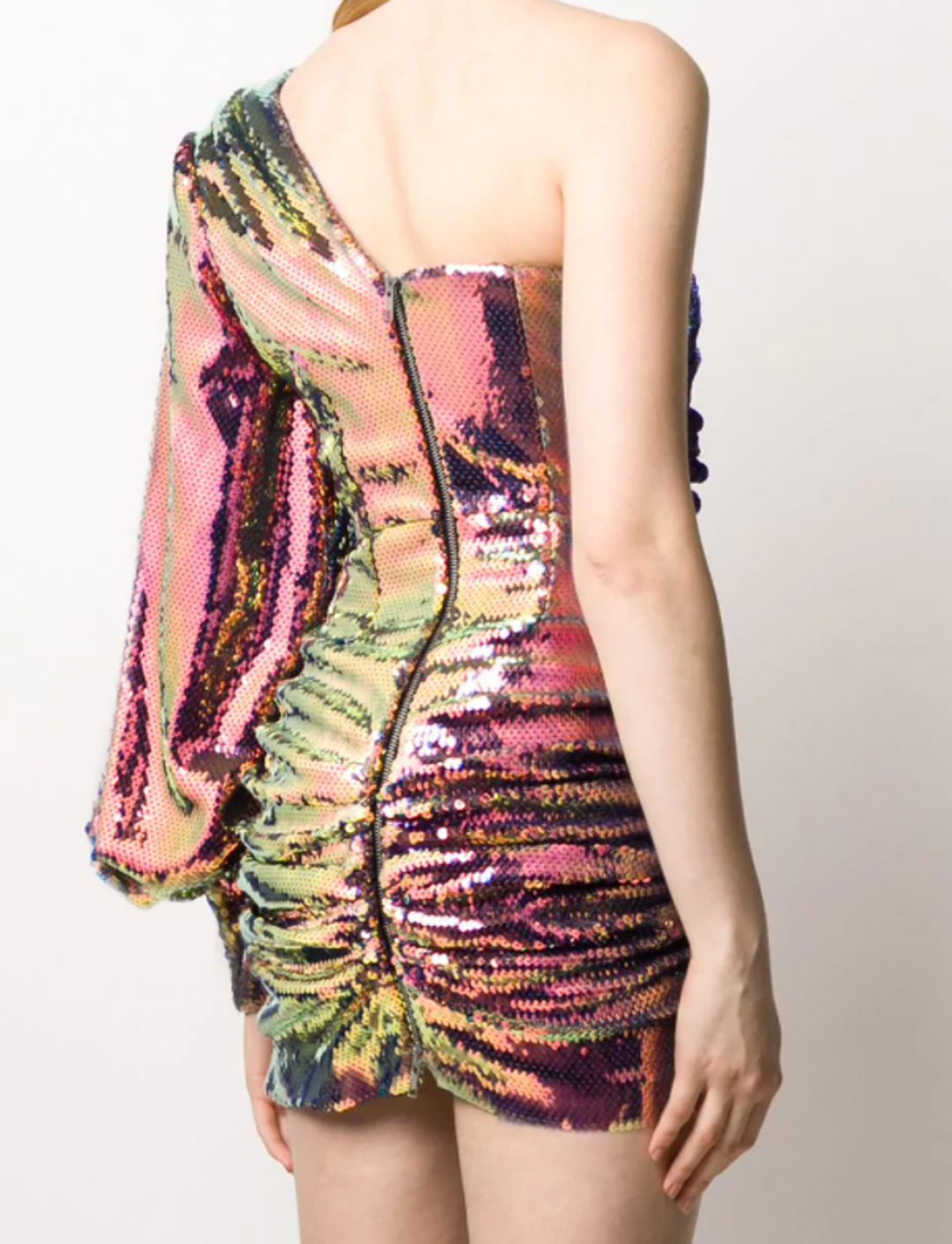 Alex Perry Sequin One Shoulder Mini Dress Multicolored Size 10 for rent on The Volte - main image