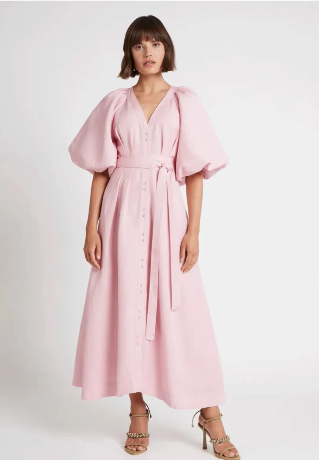Aje Evermore Midi Dress Pink Size 14 for rent on The Volte - main image