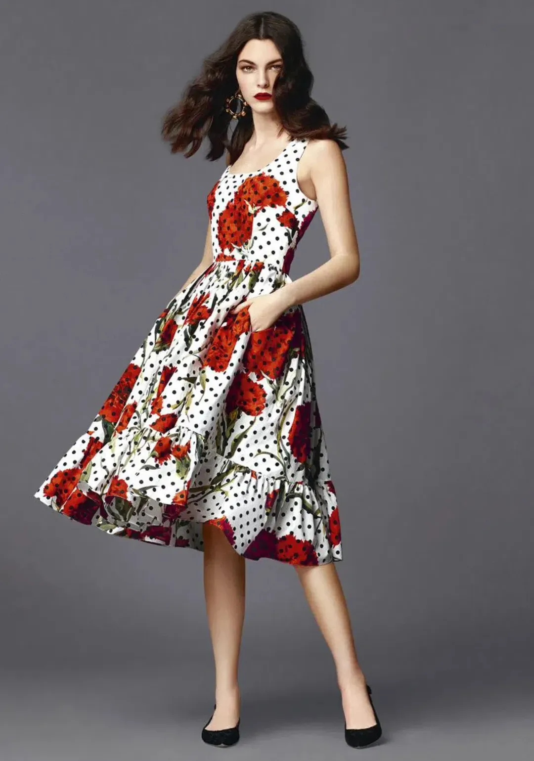 Dolce & Gabbana Floral Poplin Dress Print Size 12 for rent on The Volte - main image