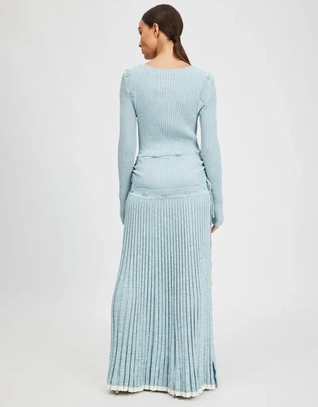 Christopher Esber Deconstruct Long Sleeve Knit Dress Ice Blue Size 8 for rent on The Volte - main image