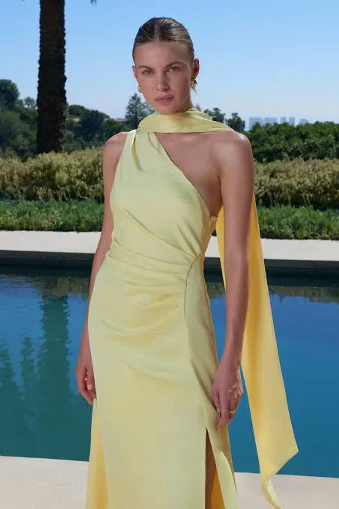 MISHA Estra Midi Dress Venetian Gold Size 8 for rent on The Volte - main image