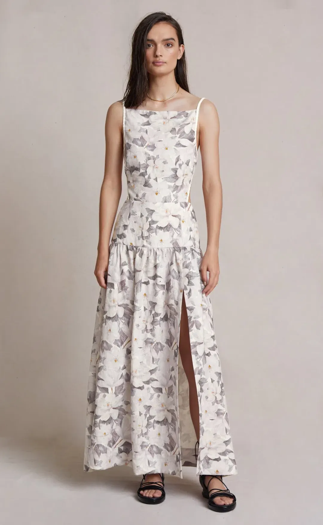 Bec & Bridge Gardenia Linen Maxi Dress Floral Size 8 for rent on The Volte - main image