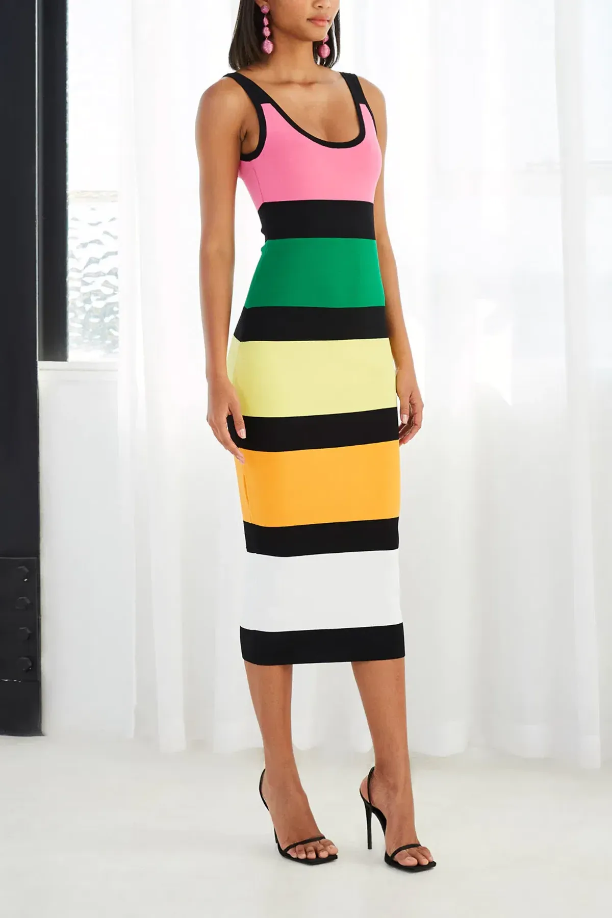 By Johnny All Sorts Rib Midi Dress Print Size 8 - Image 1