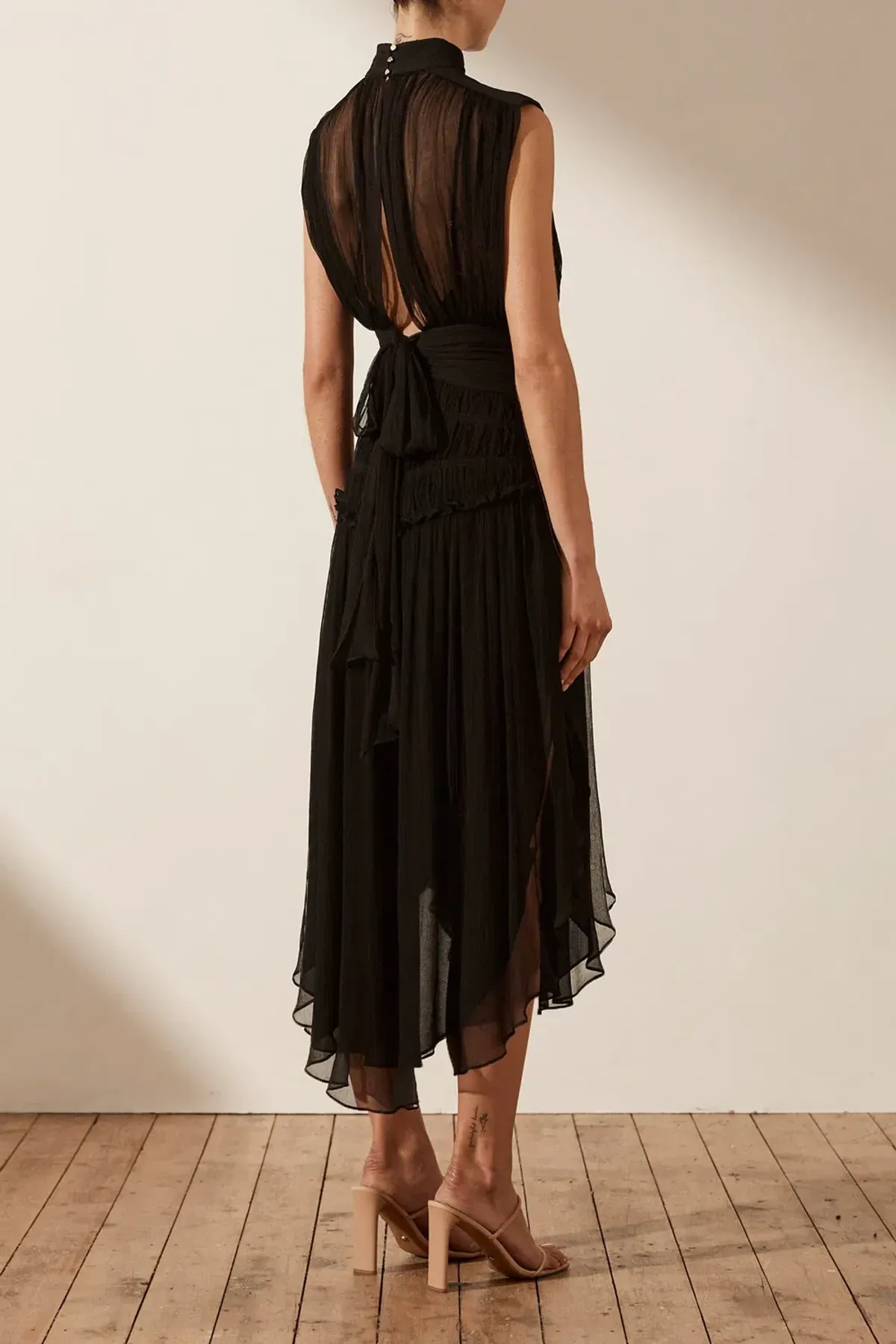 Shona Joy Safira Sleeveless Open Back Midi Dress Black Size 8 - Image 2