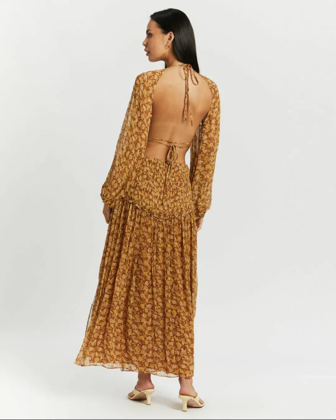 Shona Joy Sunset Cut Out Backless Midi Dress Print Size 10 for rent on The Volte - main image