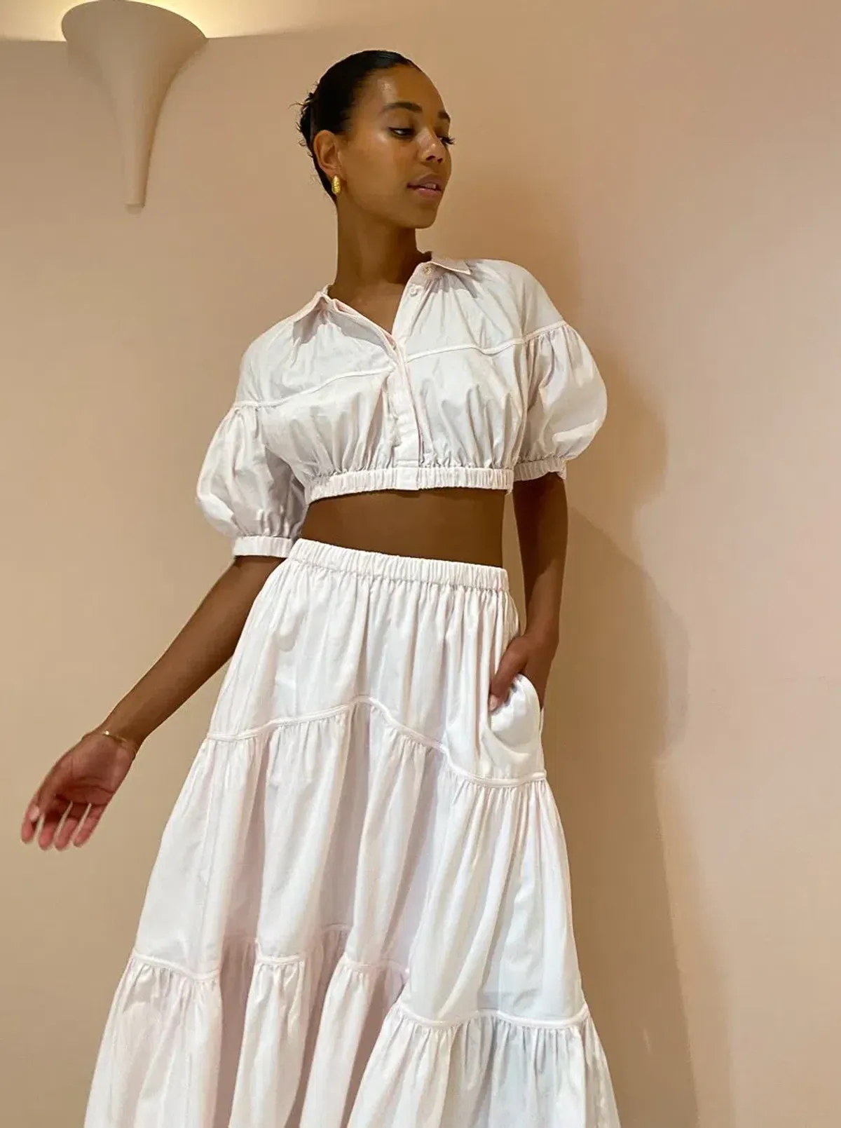 Acler Marquis Top and Skirt Set in Shell Pink Size 8 - Image 3