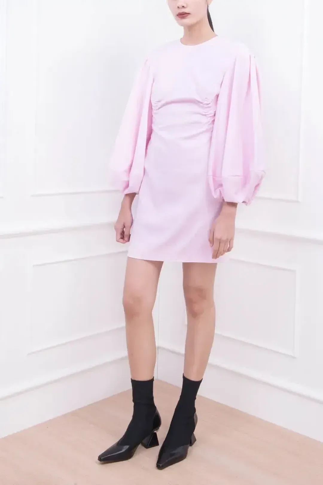 Camilla & Marc Philomena Blouson Sleeve Dress Ice Pink Size 6 for rent on The Volte - main image