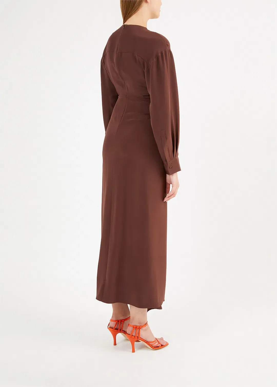 Christopher Esber The Ruched Disconnect Shirt Dress Brown Size 12  for rent on The Volte - main image