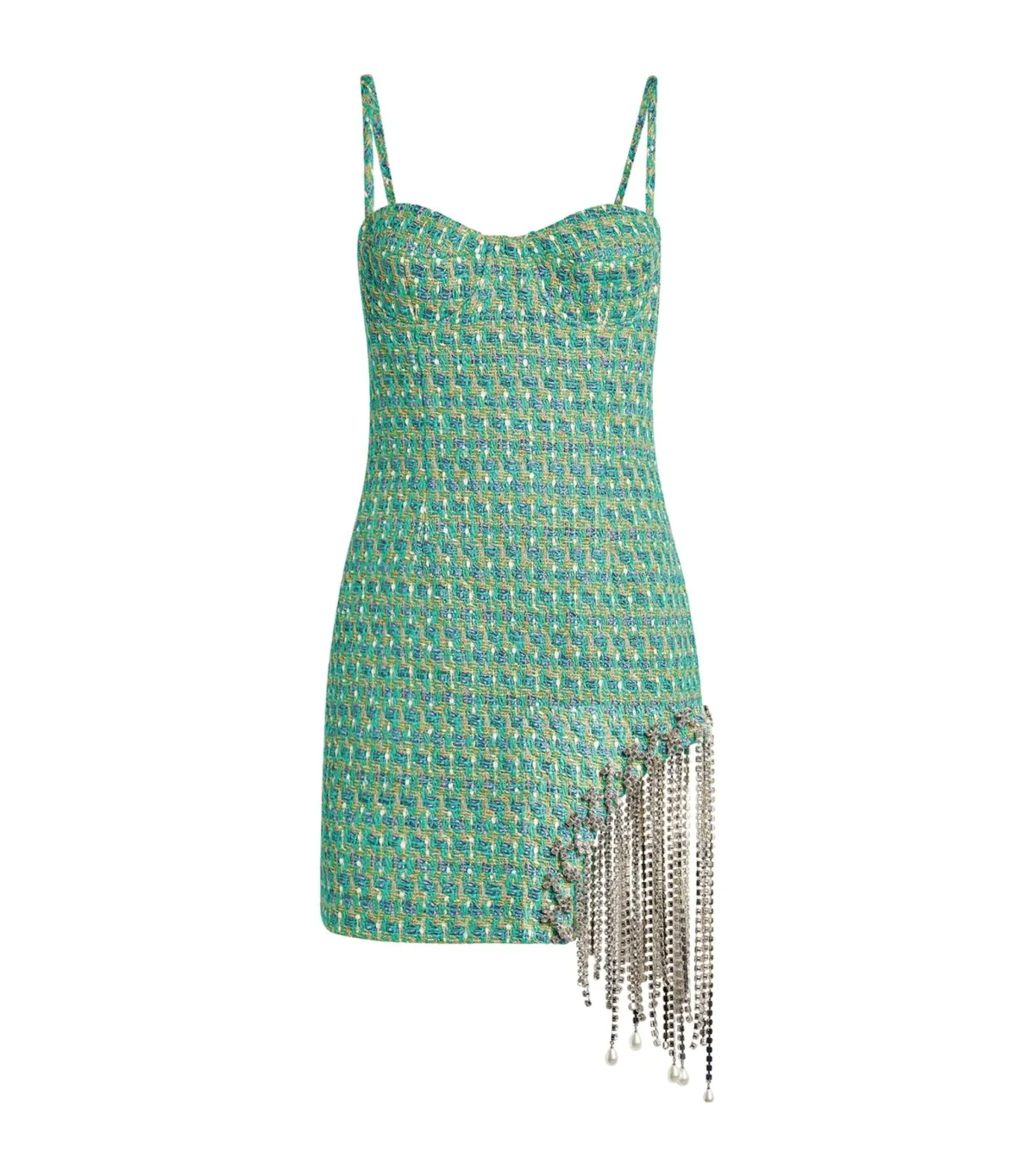 Area NYC Tweed Crystal Mini Dress Green Size 8  - Image 3