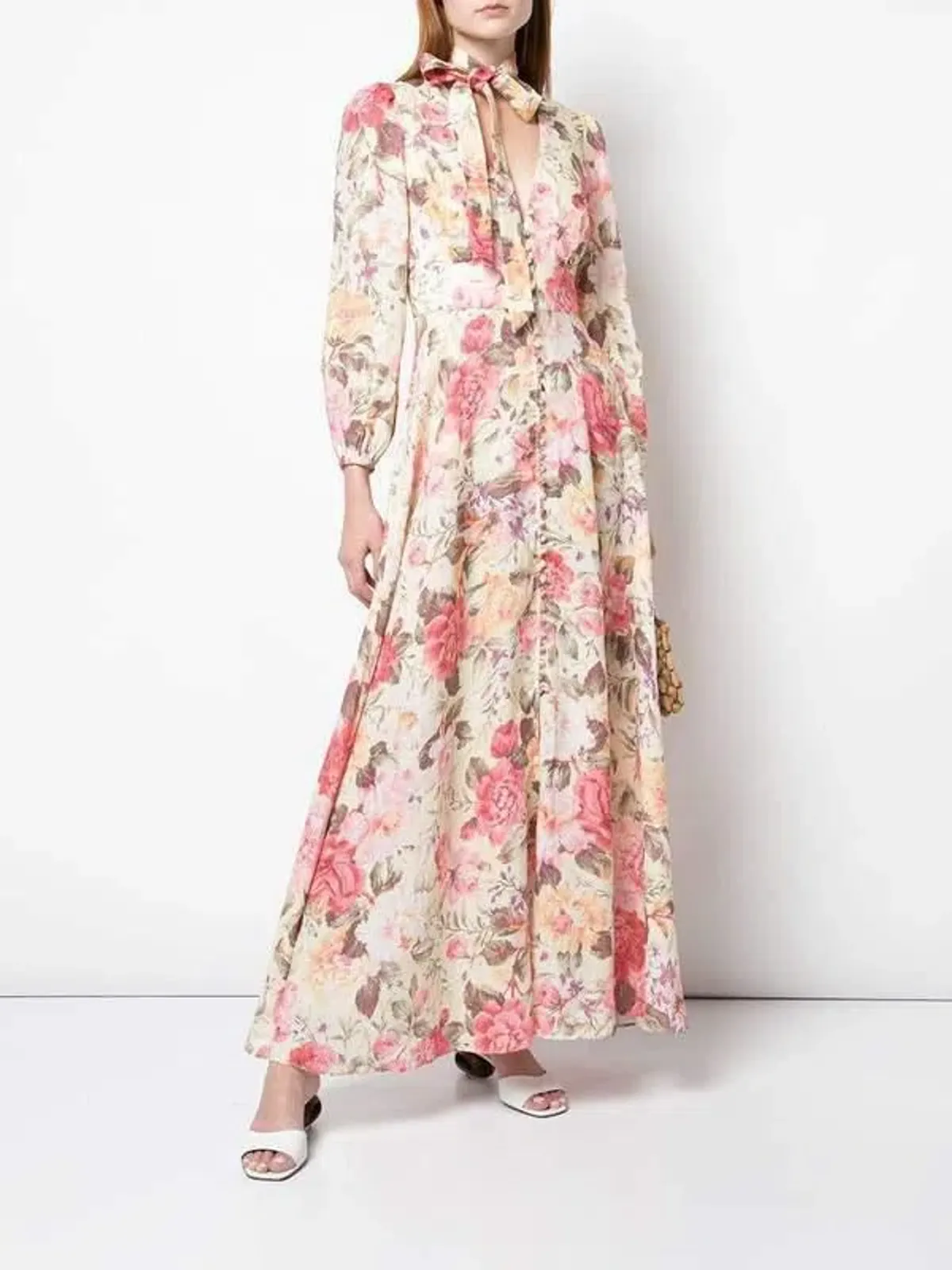 Zimmermann Honour Plunge Maxi Dress Lemon Floral Size 6 - Image 1
