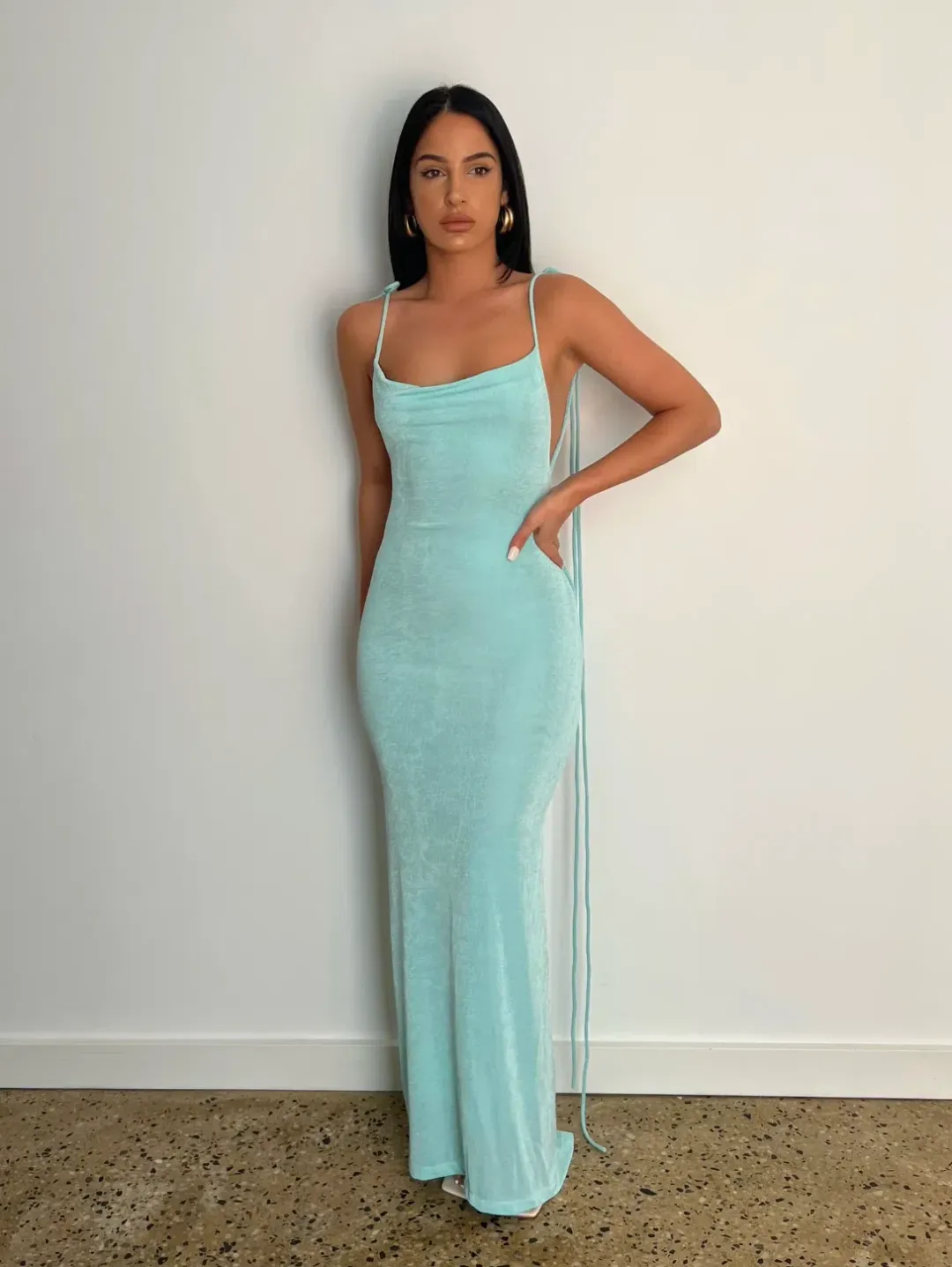 Mélani the Label Cristina Gown - Aqua - Medium for rent on The Volte - main image