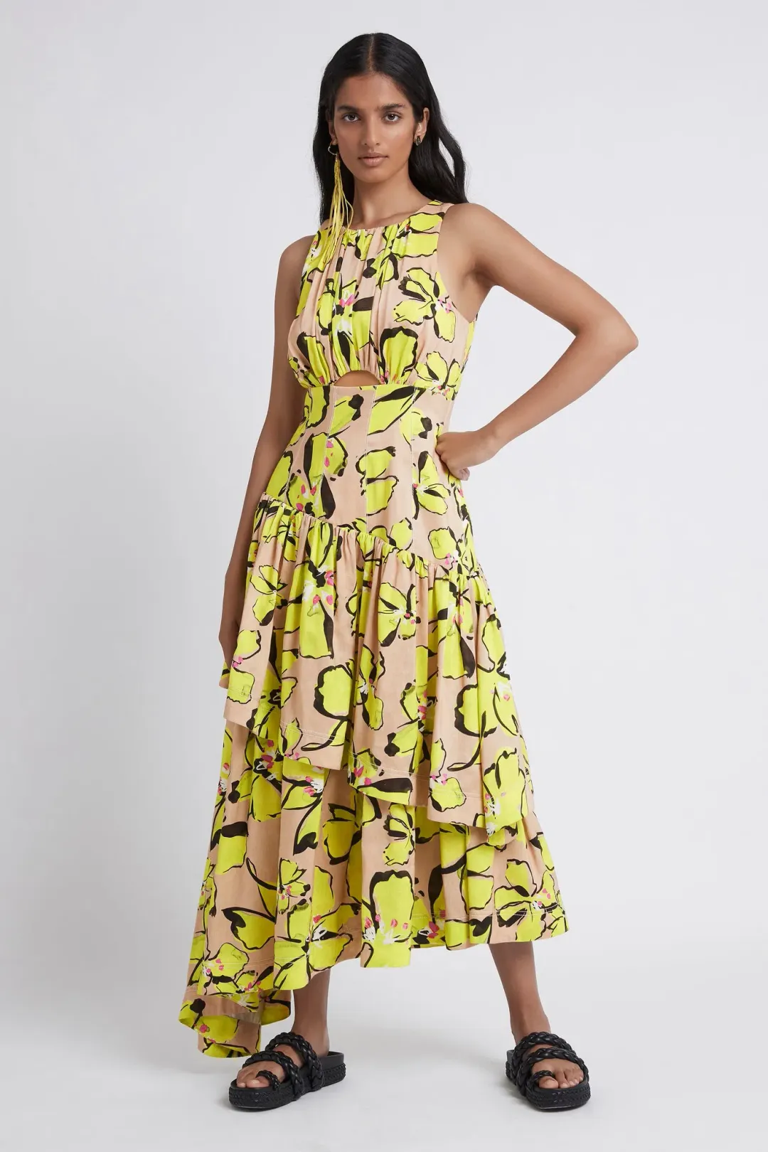 Aje Pelicano Tiered Dress Print Size 6   for rent on The Volte - main image