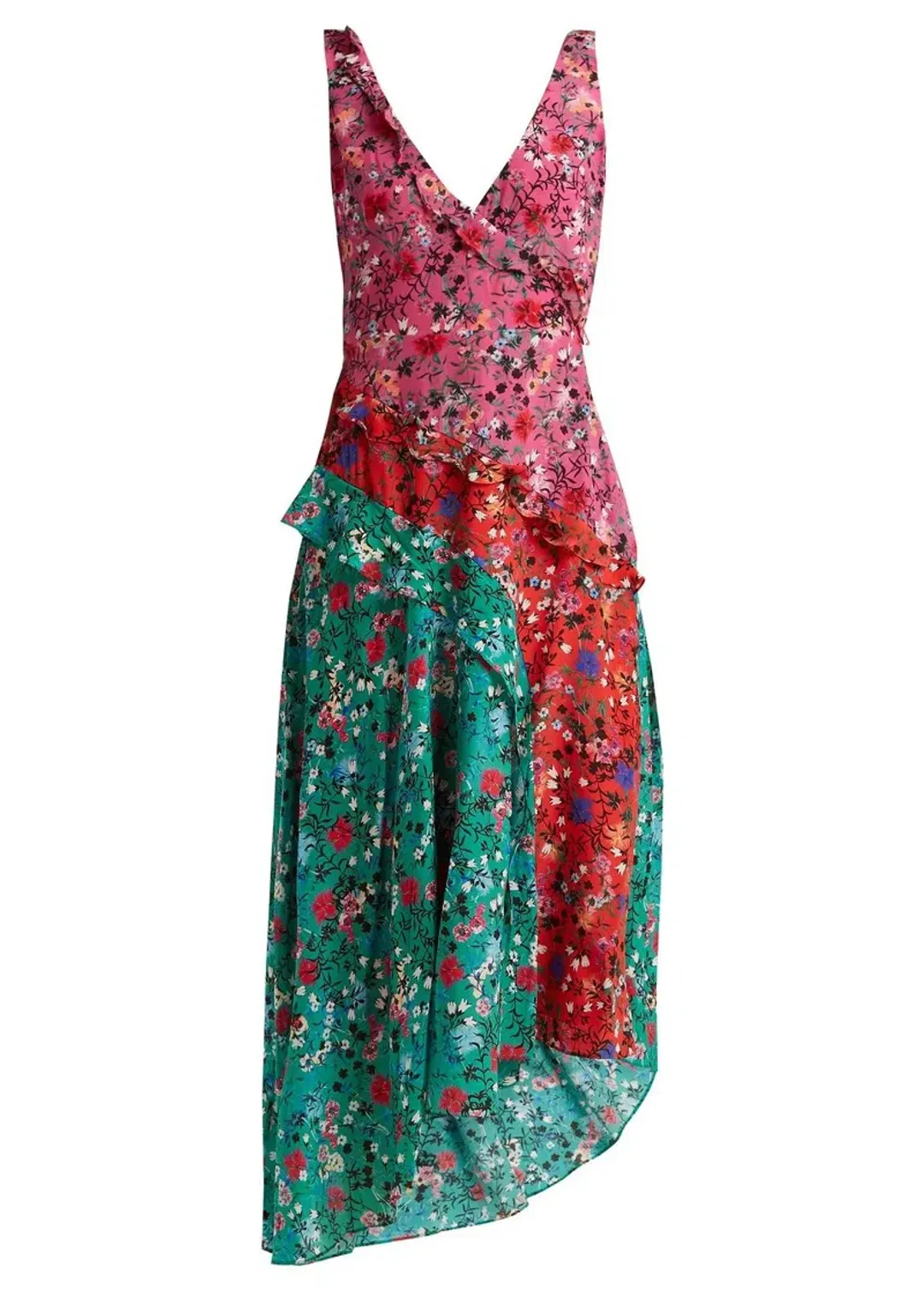 Saloni Aggie Ruffle Midi Dress Print Size 6 for rent on The Volte - main image