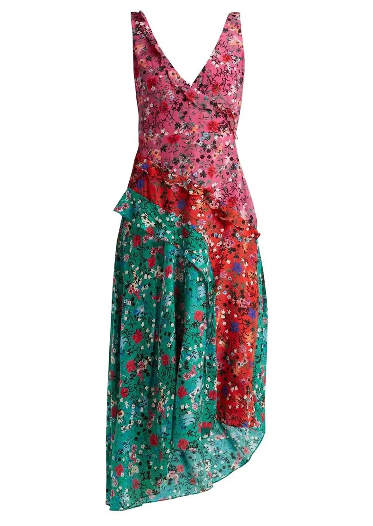 Saloni Aggie Ruffle Midi Dress Print Size 6 - Image 3