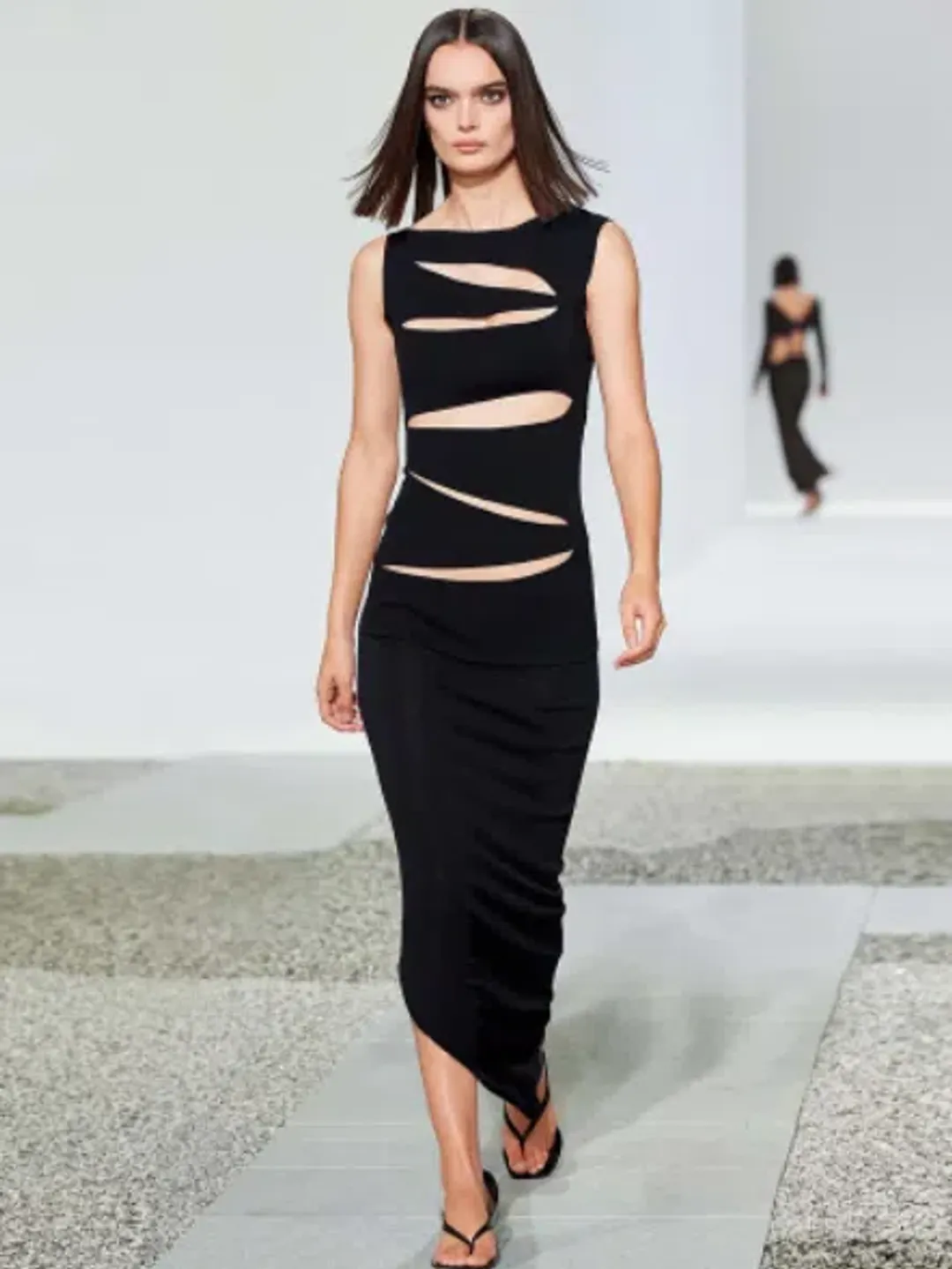 Christopher Esber Slashed Knit Dress Black Size 8 for rent on The Volte - main image
