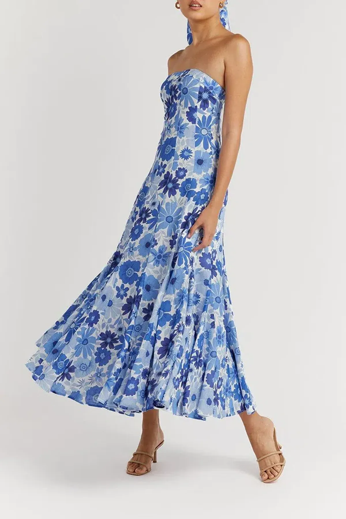 Dissh Lori Bloom Linen Panel Midi Dress Print Size 8 - Image 4