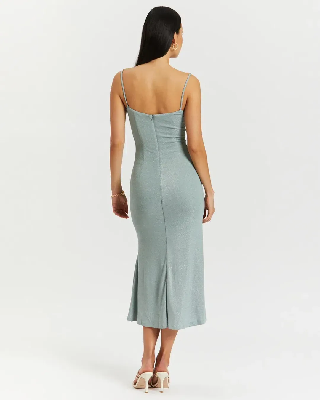 MISHA Josette Dress Metallic Seafoam Size 6/XS for rent on The Volte - main image