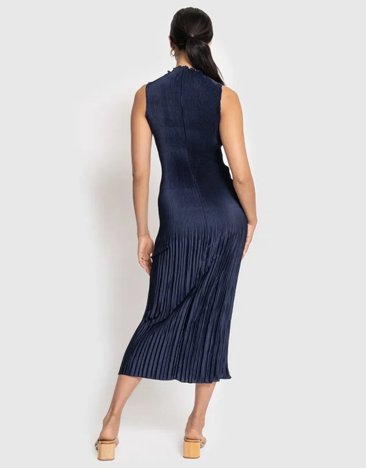 L'Idee Soirée Pleated Dress Navy Size 8 - Image 2