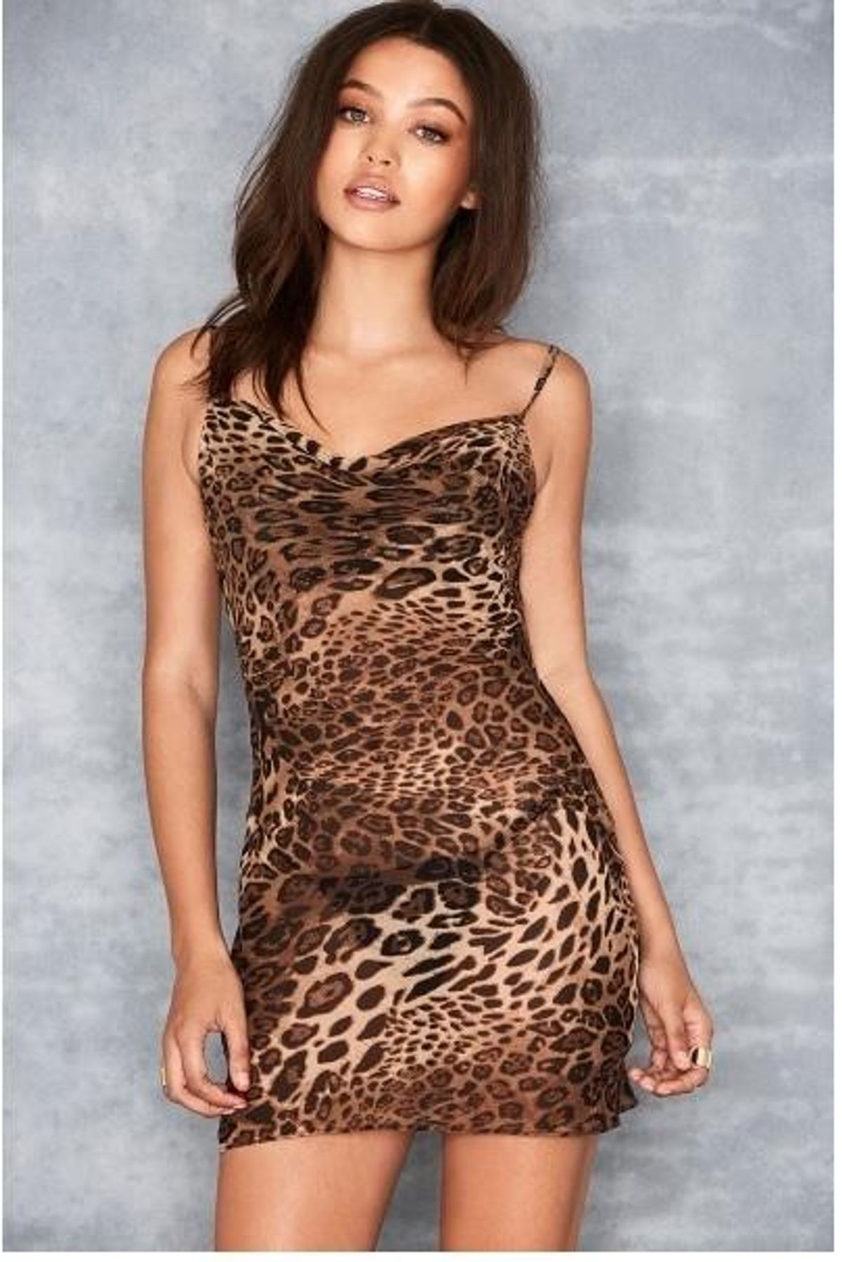 MISTRESS ROCKS ALL OUT LEOPARD PRINT BIAS CUT COWL NECK DRESS - Image 4