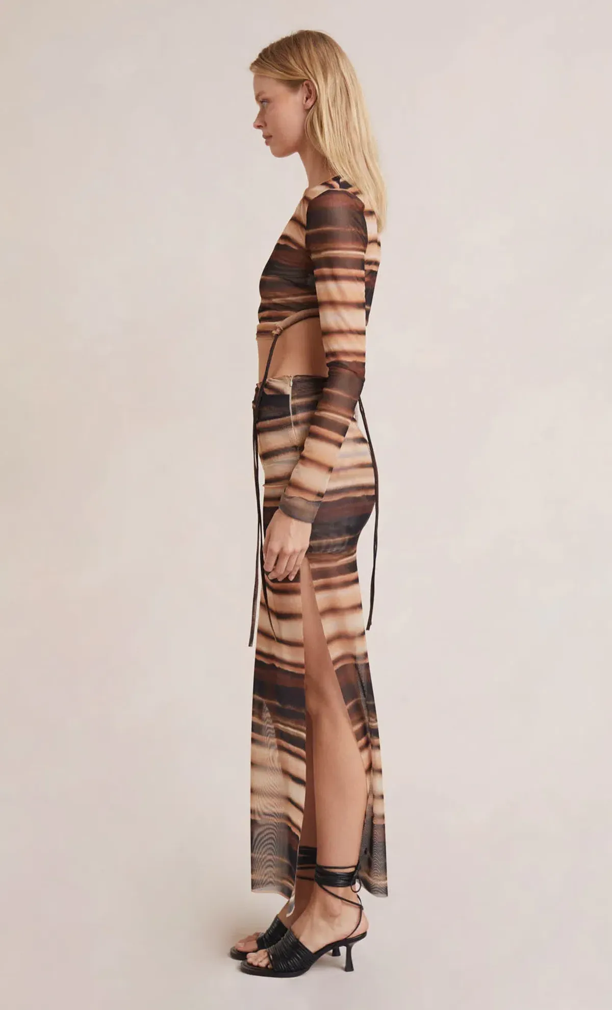 Bec and Bridge Watercolour Long Sleeve Crop Top and Maxi Skirt Set Print Size 8 - Image 2